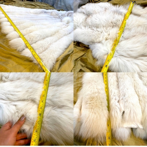 REAL FOX FUR HOODEDWHITE FLUFFY PELTS Deep SidePockets Hook Nook VEST - Picture 4 of 16